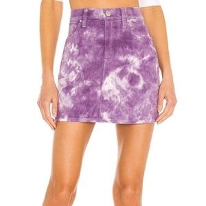 NWT Hudson The Viper Mini Denim Skirt in Soft Lilac Fatigue Tie Dye Purple 26